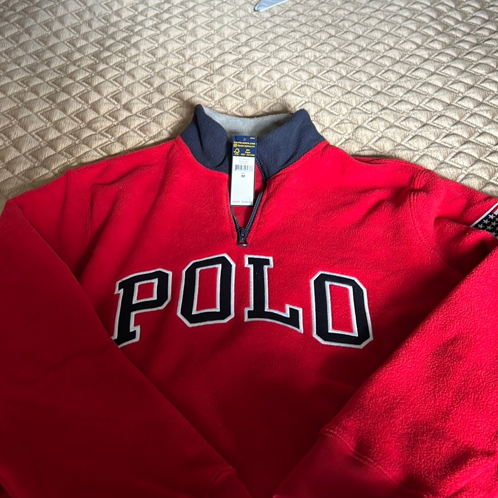 Polo fleece top-new USA on sleeve